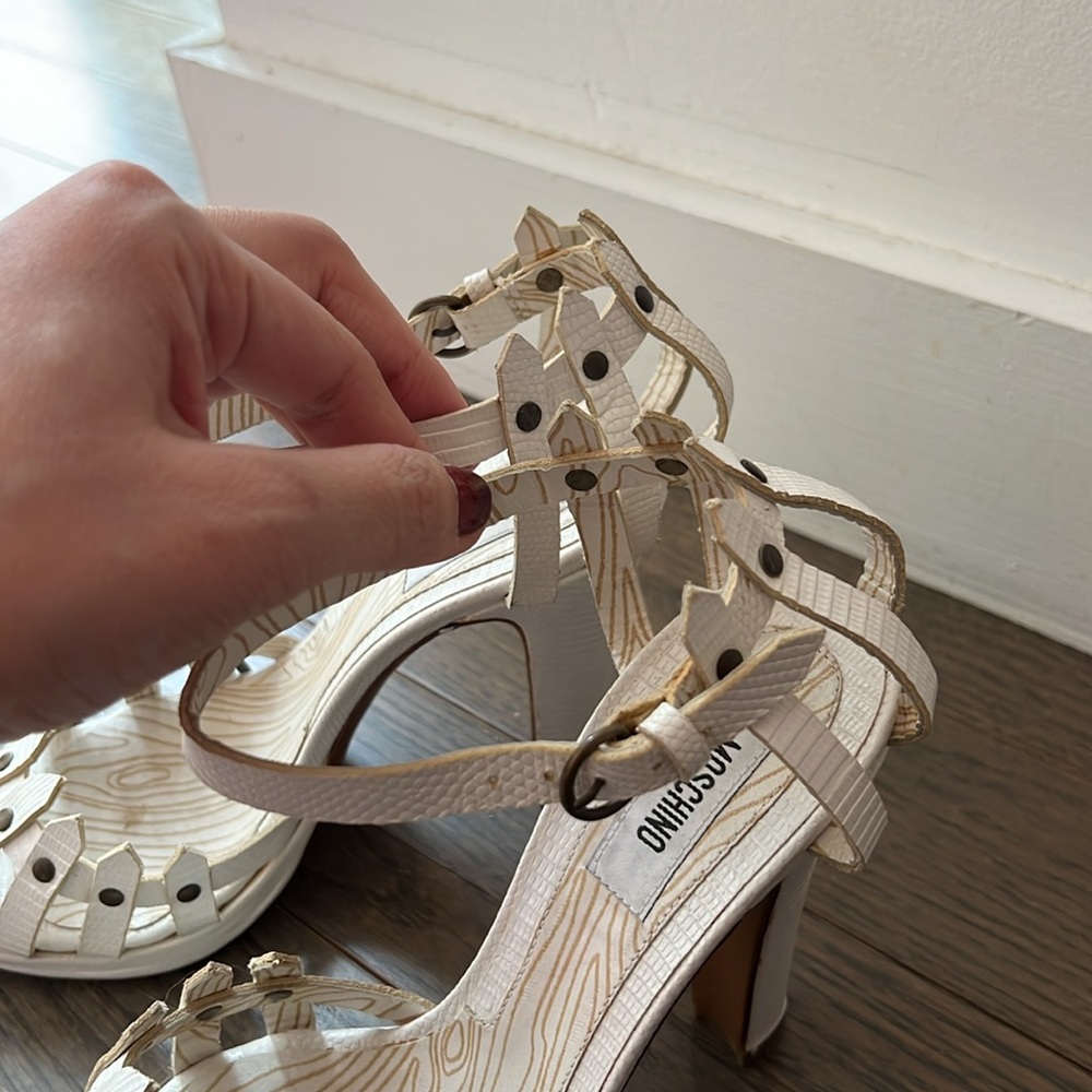 Moschino White Picket Fence Novelty Heels (EU 37) - Picture 5 of 9